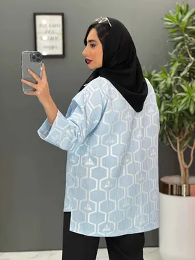 مانتو ژاکارد کتی آستین دوبل