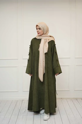 عبا پاپیونی مخمل کبریتی در رنگبندی (سبز)