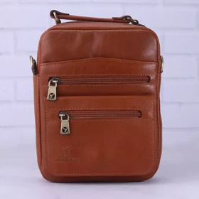 کیف دوشی چرم چرمسال کد 812 (عسلی)