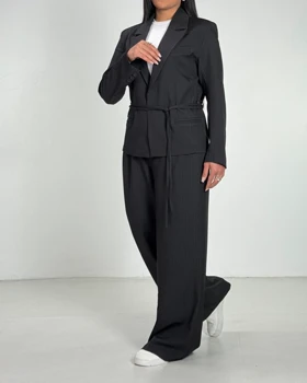 ست کت و شلوار دوبند دیپلمات  کد 800024 (مشکی)