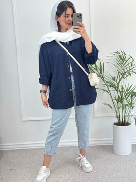 مانتو کتان جیب پایین آرنیکا