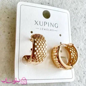گوشواره زنانه حلقه‌ای ژوپینگ مدل پهن طلایی رنگ کد 3591