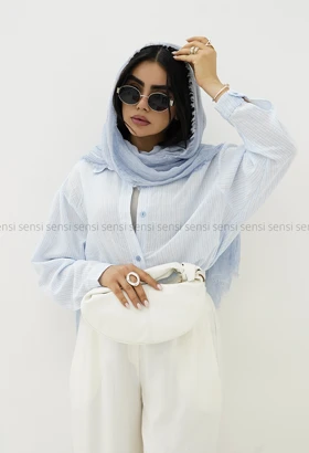 شومیز زنانه راه راه پشت پیله کد1006019