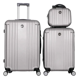 مجموعه 2 عددی چمدان MR مدل کیان به همراه کیف لوازم آرایشی (نقره ای)