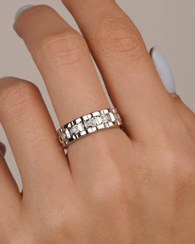 انگشتر رنگ سفید نگین‌دار برند ژوپینگ سایز 7