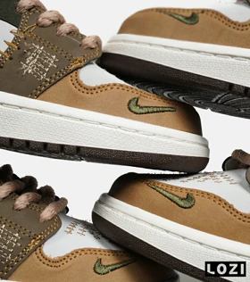کفش کتانی مردانه و زنانه سفید کرم سبز نایک NIKE jordan Vodoo