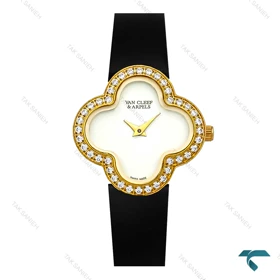 ساعت ون کلیف Alhambra زنانه طلایی صفحه سفید دور نگین VanCleef-7986-L