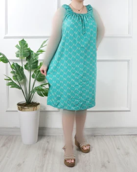 سارافون نخی کوتاه طرح دار A6966 (آبی آسمانی)