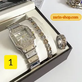 ست ساعت دستبند انگشتر کارتیر زنانه