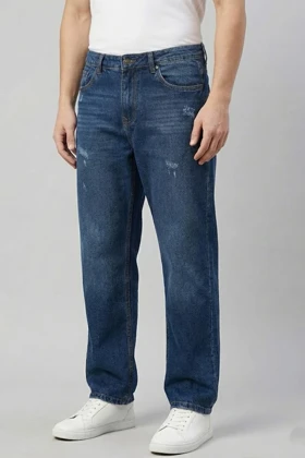 شلوار جین بگ مردانه آبی سنگ شور با کیفیت SB135