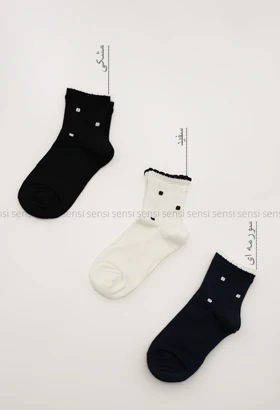 جوراب خالدار نیم ساق پنبه کد1004989