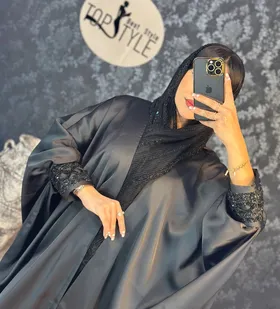 مانتو عبایی ساتن سنگدوزی کد : 8199