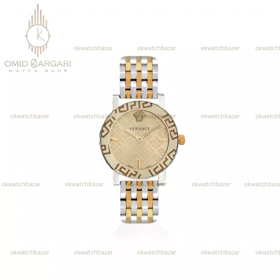 ساعت مچی ورساچه دورحکاکی سیلورطلایی صفحه طلایی Versace Greca