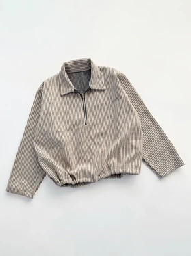 بلوز مخمل نیم زیپ پایین گتر دار