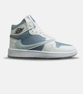 کفش کتانی ساق‌دار مردانه و زنانه سفید آبی NIKE travis scott مدل 8385