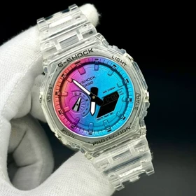 ساعت مچی جیشاک 2100 بند رابر شفاف صفحه هولوگرامی