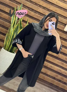 مانتو یقه آمریکایی آستین طرحدار