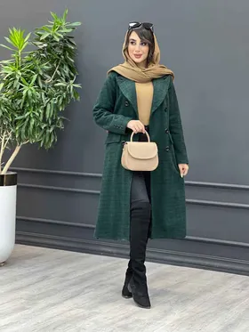 پالتو چهارخونه بلند شش دکمه