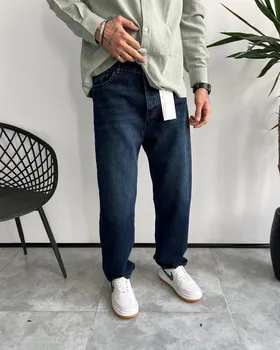 شلوار نیم بگ آبی سرمه ای ساده CK