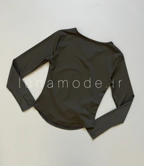 تیشرت یقه هفت آستین بلند بغل چین‌دار زنانه