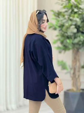 مانتو جیب برش‌دار پایین هلال