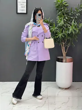 مانتو داکرون چهاردکمه کمردار