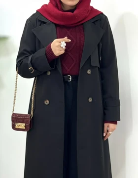 بارانی بلند آستردار آذین