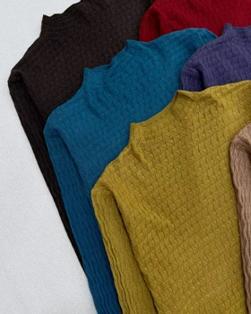 پلیور بافت یقه ایستاده طرح برجسته کد 5506