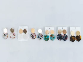 گوشواره سنگ و طلایی