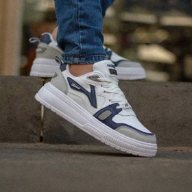 کتانی فشن سفید سرمه ای کد 6148