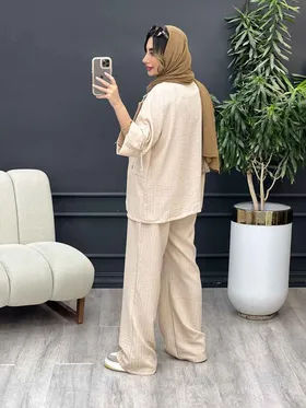 ست مانتو شلوار دو دکمه آستین سگک