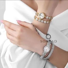 ساعت رویال کرون زنانه / ساده فول نگین بند استیل صفحه دورنگین