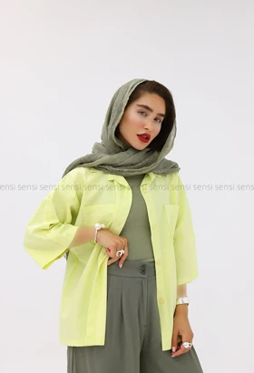 شومیز سرشانه دکمه لینن