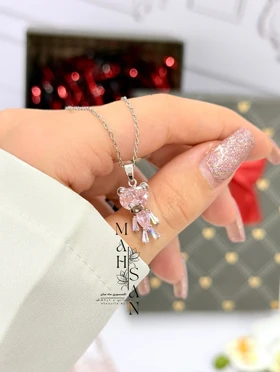 گردنبند خرس صورتی کیوتی مدل طلا هدیه جذاب و خاص