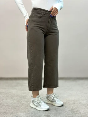 شلوار واید جین شکلاتی 3843آمسو