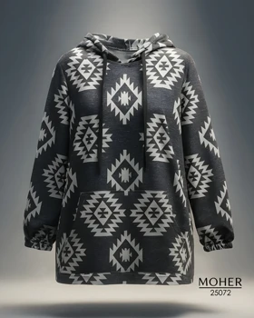 هودی زنانه سایز بزرگ طرح هندسی