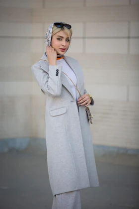 پالتو فوتر بلند ماوی ( پاییزه و زمستانه)