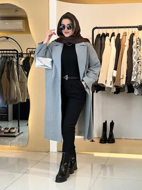 پالتو فوتر بلند طوسی 030102