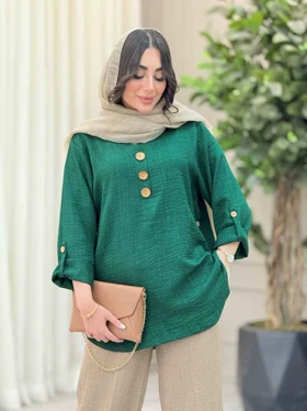 مانتو بغل سه دکمه چوبی