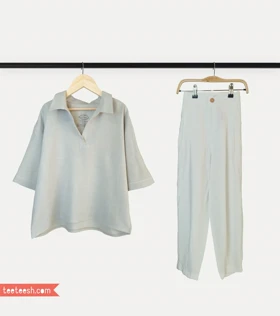 شلوار لینن سبز