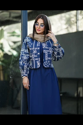 کت و سارافون گل دوزی پوپلین