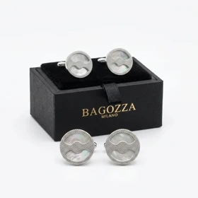 دکمه سردست لاکچری صدف دایره ای برند Bagozza