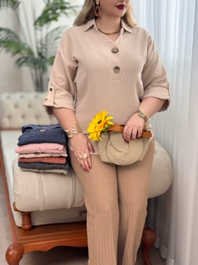 تونیک دبل فیس دکمه چوبی 3320