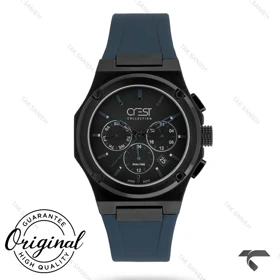 ساعت کرست مردانه 6351-1 صفحه مشکی بند سرمه ای Crest-11050-G