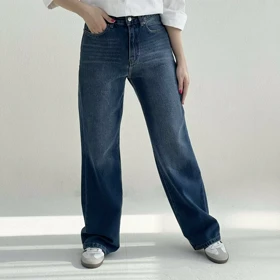 شلوار جین راسته لاین آبی تیره