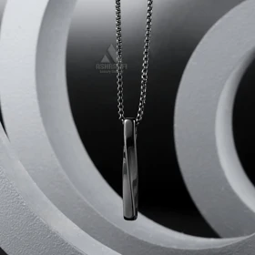 گردنبند مردانه مینیمال Twisted Bar Necklace KS (مشکی)
