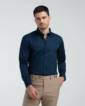 ام کی کالکشن پیراهن آستین بلند mk-1081-navy-blue