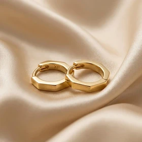 گوشواره حلقه‌ای ژوپینگ طلایی مینیمال