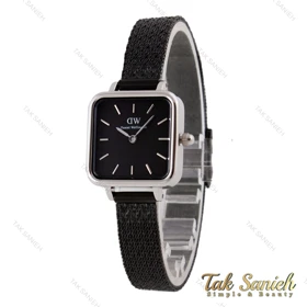 ساعت دنیل ولینگتون زنانه مربعی سیلور بند حصیری مشکی DW-5732-L