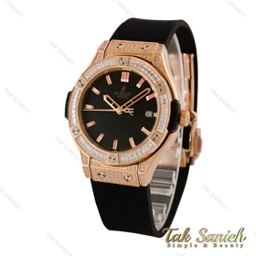 ساعت هابلوت زنانه فول نگین باگتی رزگلد مشکی Hublot-5131-L
